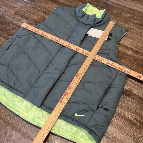Nike Therma Fit Puffer Vest Womens L Repel Reversible Green Golf NEW - Picture 14 of 14